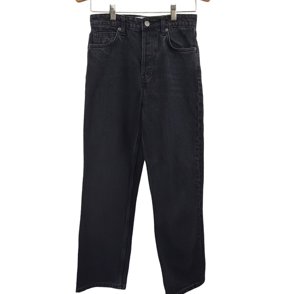 Reformation Cynthia High Rise Straight Jeans Seattle Black Denim Petite 26P - Picture 5 of 14